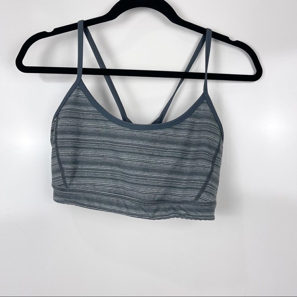 Zella Strappy Sports Bra Gray Striped Yoga Activewear Women’s Size Large